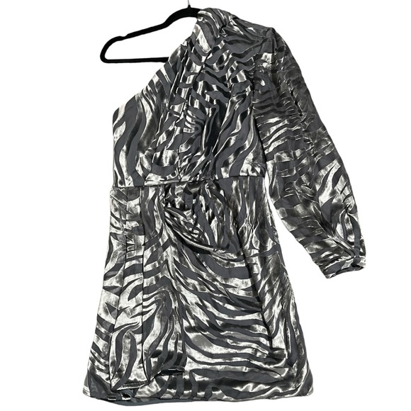 IRO Gray Nimas One Sleeve Draped Devoré Velvet Mini Dress Dize 38 - Picture 7 of 13